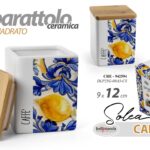 Barattolo quadrato caffè cucina ceramica tappo legno er limoni stil sicilia 12cm
