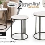 2 tavolini rotondi classico moderno bianco mdf metallo nero impilabili 55-40cm