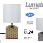 Lampada abat-jour lumetto ceramica tavolo comodino moderno oro argento ass 24*13