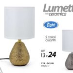 Lampada abat-jour lumetto ceramica tavolo comodino moderno oro argento ass 24 cm