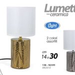 Lampada abat-jour lumetto ceramica tavolo comodino moderno oro argento ass 30 cm