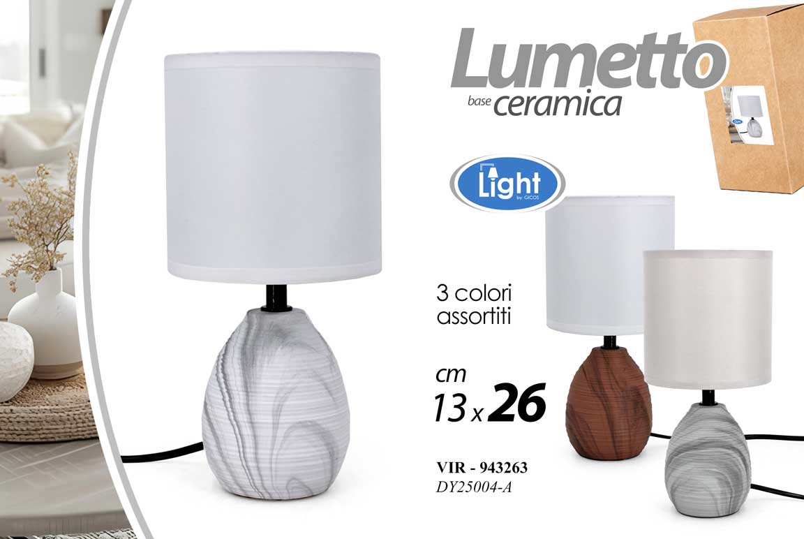 8025569943263 Lampada abat-jour tavolo lumetto ceramica moderno comodino scrivania ass 26*13cm - immagine 1