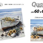 Quadro parete tela legno barca fiori moderno pittura mare vintage ass 60x60 cm