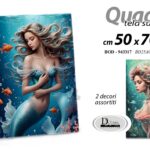 Quadro parete tela legno sirena moderno mare fantasy camera casa ass 70x50 cm