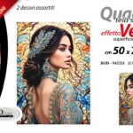 Quadro parete tela legno donna effetto vetro mosaico moderno moda ass 70x50 cm