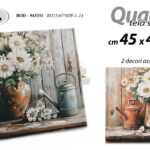 Quadro parete tela legno fiori annaffiatoio vintage shabby chic assor 60x60 cm