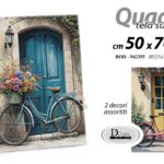 Quadro parete tela legno bicicletta fiori vintage shabby moderno ass 70x50 cm