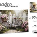 Quadro parete tela legno bicicletta fiori vintage shabby moderno ass 60x40 cm