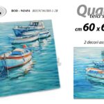 Quadro parete tela legno barche mare moderno pittura vintage azzurro ass 60*60cm