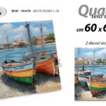 Quadro parete tela legno barche porto moderno pittura mare vintage ass 60x60 cm