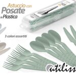 Set 12 posate pranzo campeggio picnic viaggio ufficio astuccio plastica as 18 cm
