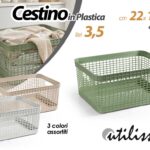 Cestino cesto plastica impilabile bucato panni biancheria bagno ass 22*17*12 cm