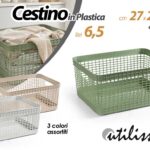 Cestino cesto plastica impilabile bucato panni biancheria bagno ass 27*21*14 cm