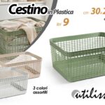 Cestino cesto plastica impilabile bucato panni biancheria bagno ass 30*23*16 cm