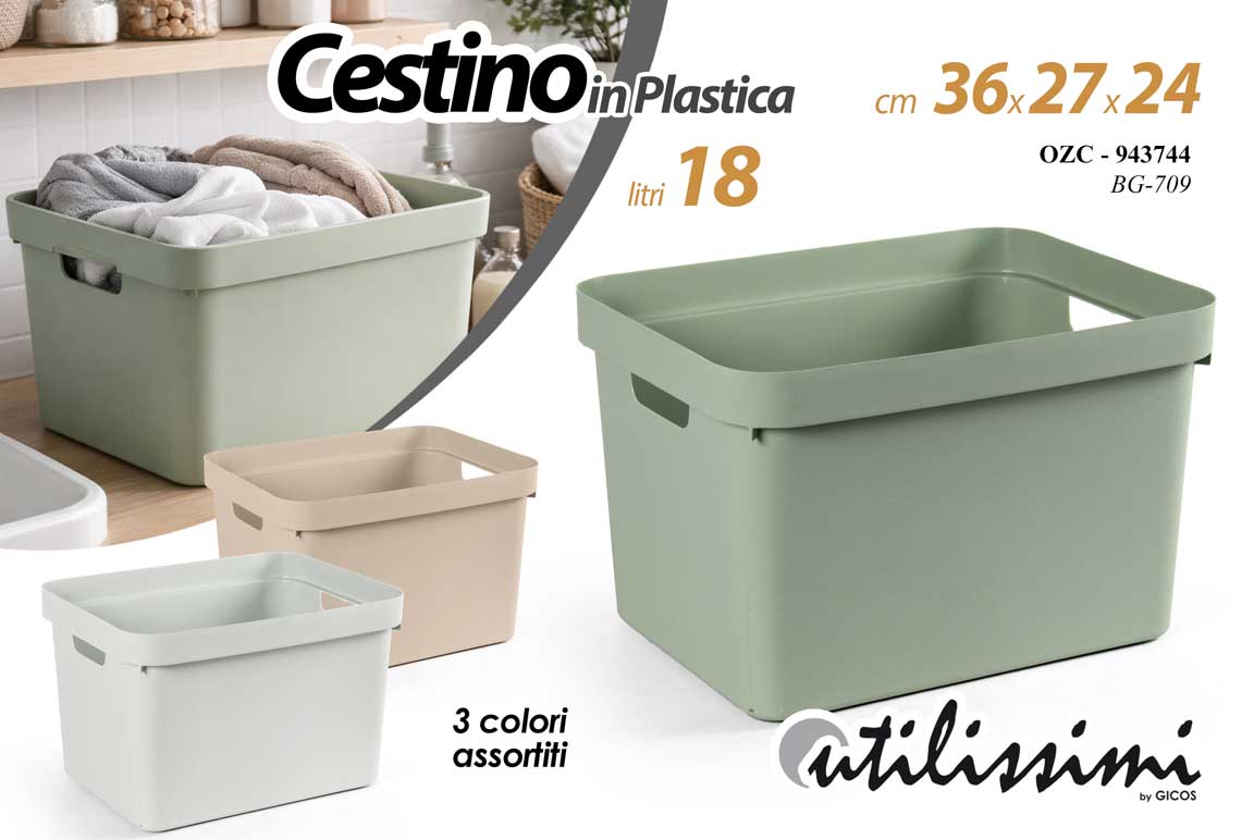 8025569943744 Cesto contenitore cestino moderno organizer cucina bagno plastica ass 36*27*24 - immagine 1