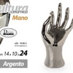 Mano ok soprammobile statua scultura ceramica argento moderno pop art 24 cm