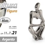 Pensatore cuore figura soprammobile ceramica argento pop art moderno 21x11x7 cm