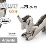 Scultura cane bassotto soprammobile statua ceramica argento art moderno 23x19x8