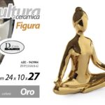 Donna yoga figura zen soprammobile ceramica oro pop art moderno 27x24x10 cm
