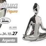 Donna yoga figura zen soprammobile ceramica argento pop art moderno 27x24x10 cm