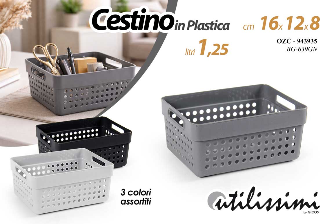 8025569943935 Cestino contenitore dispensa cucina bagno ufficio moderno plastica ass 16x12x8cm - immagine 1