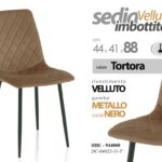 Sedia velluto tortora imbottita gambe metallo nero moderna casa ufficio 88x44x41