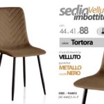 Sedia velluto marrone imbottita gambe metallo nero moderna casa ufficio 88cm