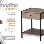 Comodino industrial cassetto rovere sonoma metallo nero legno moderno 50x40x40cm