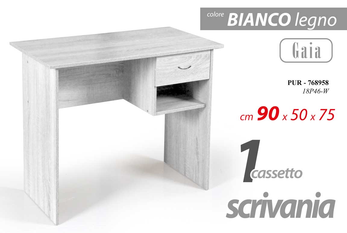 8025569768958 PUR/SCRIVANIA GAIA 90*50*75CM 18P46-W - immagine 1