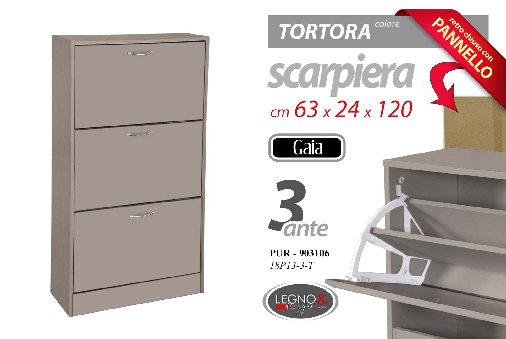 8025569903106 PUR/SCARP 3 TORTORA 63*24*120 18P13-3-T - immagine 1