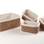 Set 4 ceste intrecciate foderate portaoggetti bagno camera salotto moderno