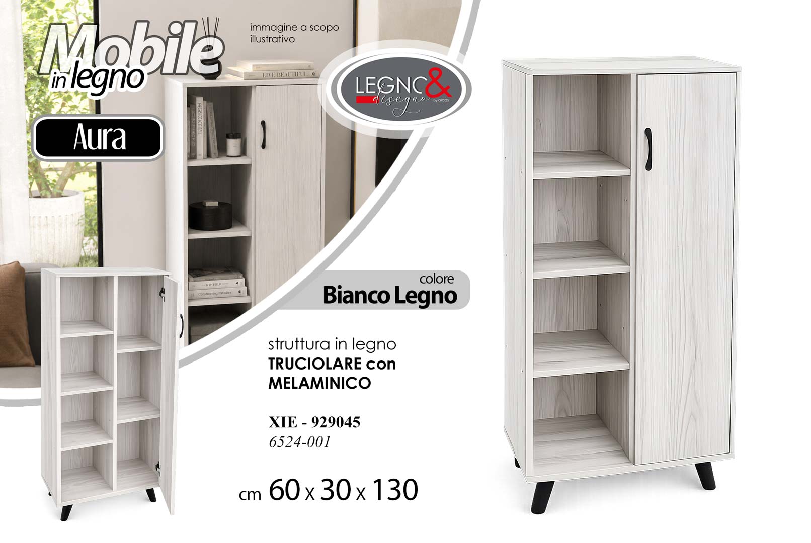 8025569929045 XIE/MOBILE BIANCOLEG. 60*30*130 6524-001 - immagine 1