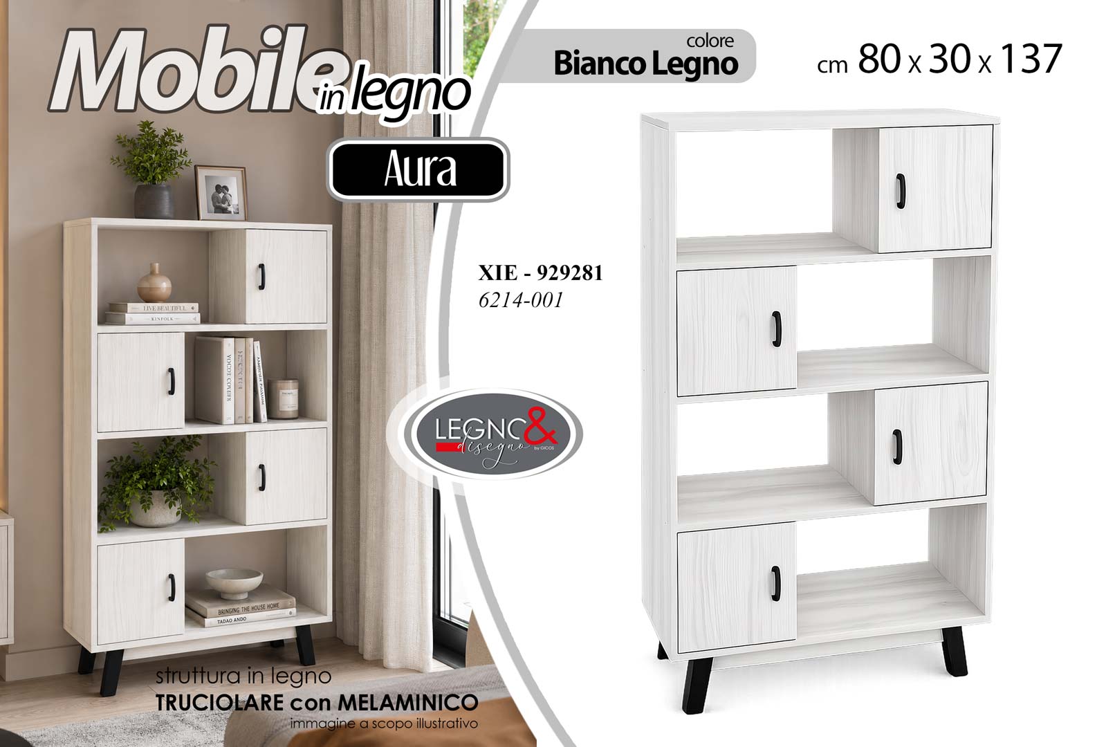 8025569929281 XIE/MOBILE BIANCOLEG. 80*30*137 6214-001 - immagine 1