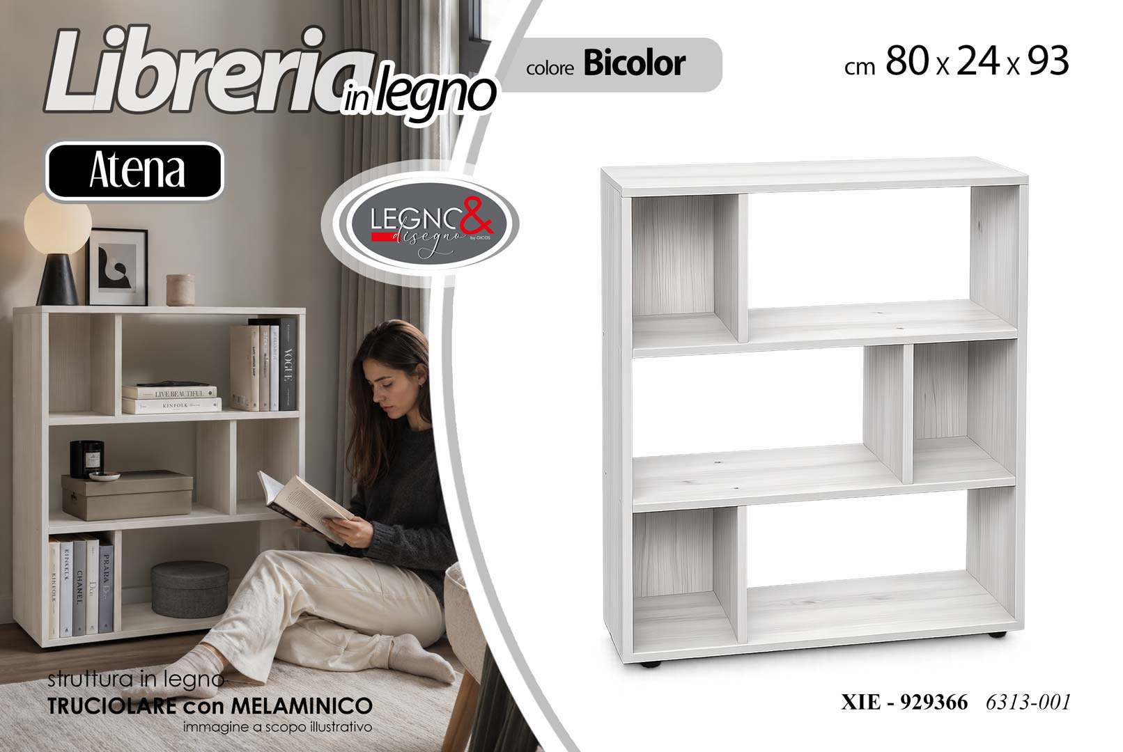 8025569929366 XIE/MOBILE BIANCOLEGNO 80*24*93 6313-001 - immagine 1