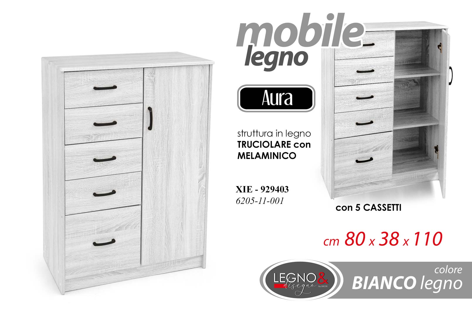 8025569929403 XIE/MOBILE BIANCOL 80*38*110 6205-11-001 - immagine 1