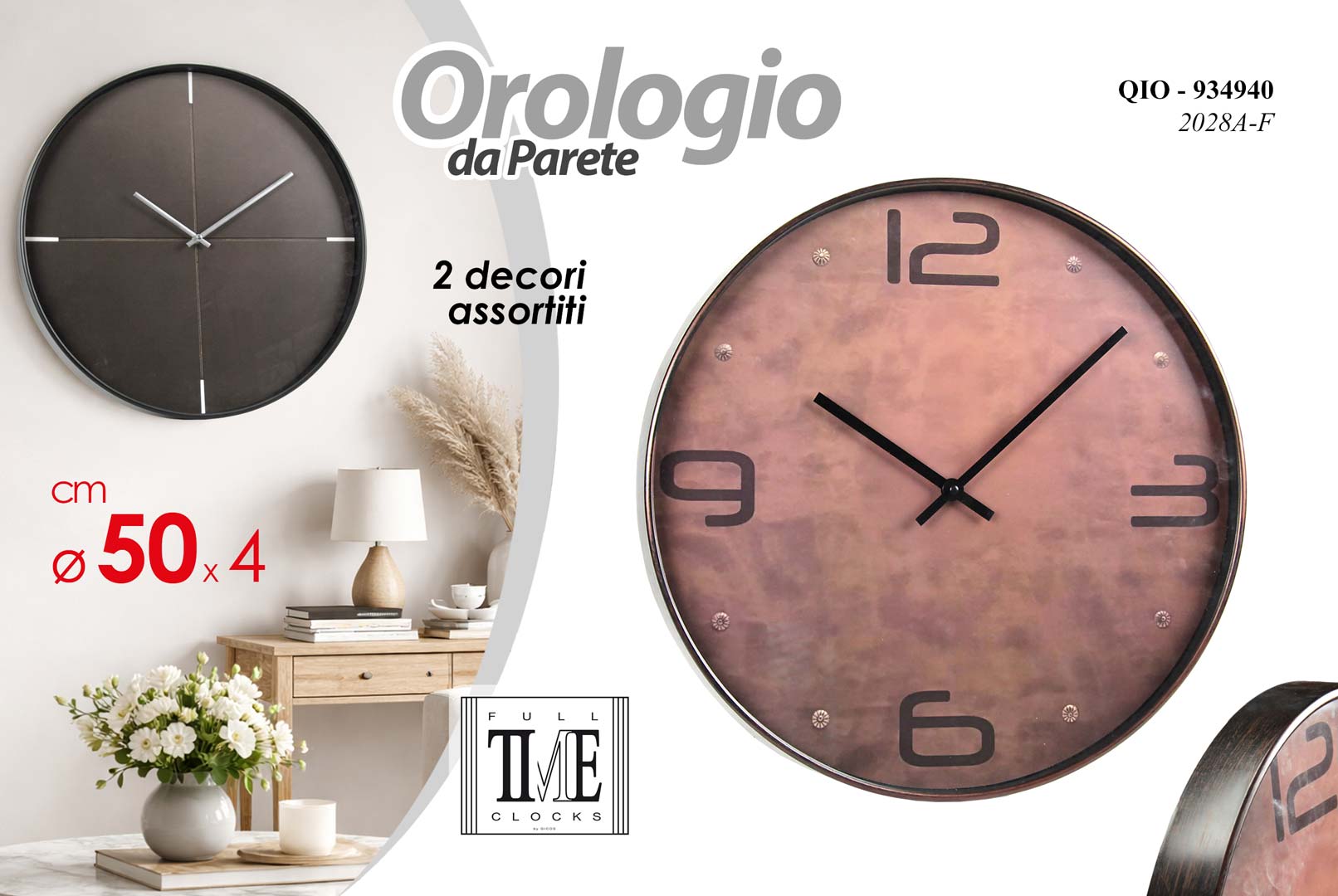 8025569934940 QIO/OROLOGIO DA PARETE AS 50*4CM 2028A/F - immagine 1