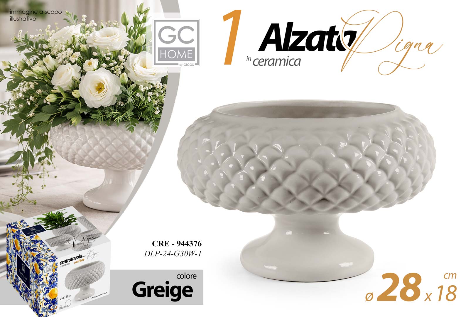 8025569944376 CRE/ALZATA PIGNA GREIG 28*18 DLP24G30W-1 - immagine 1