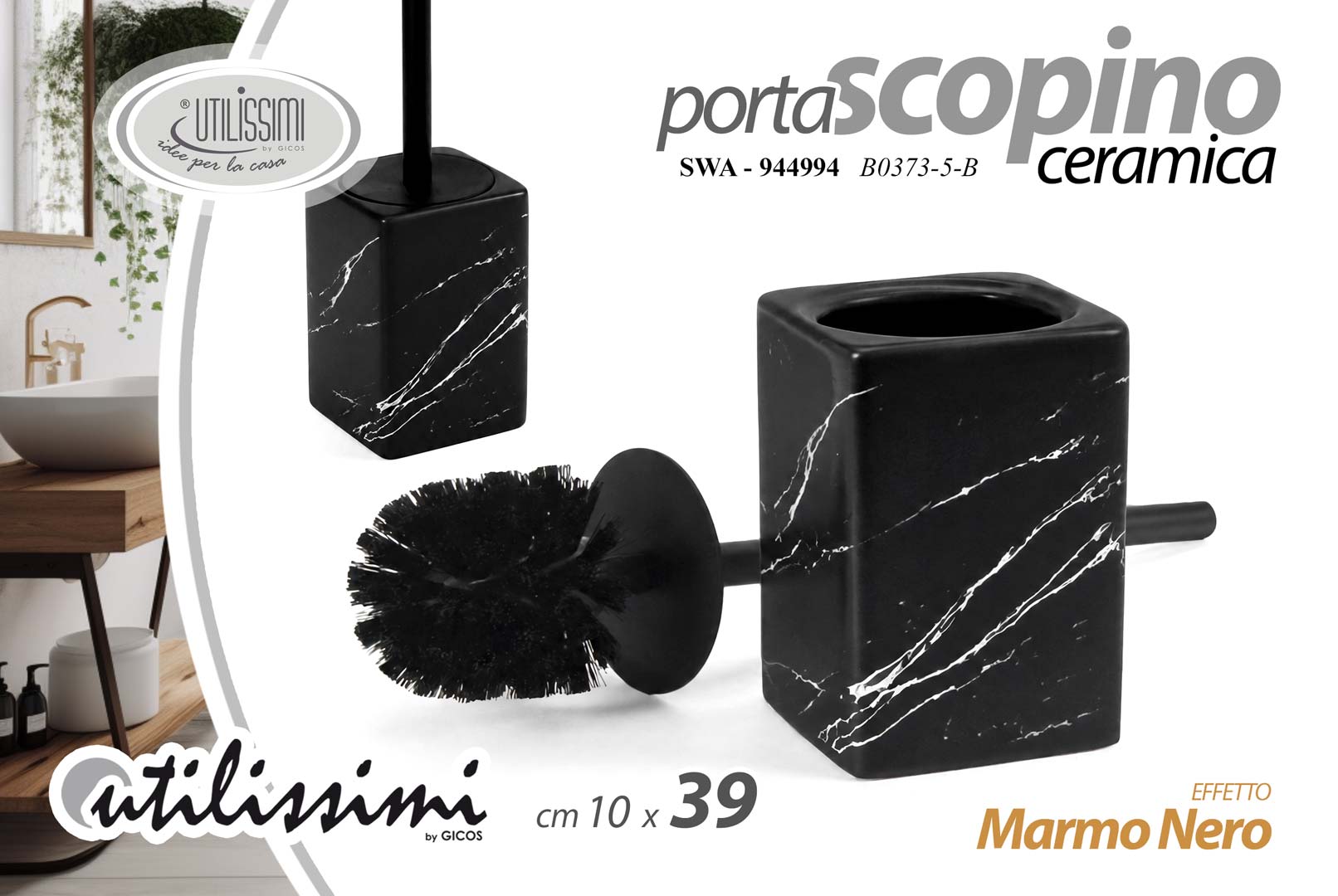 8025569944994 SWA/P.SCOPINO MARMO NERO 10*39 B0373-5/B - immagine 1