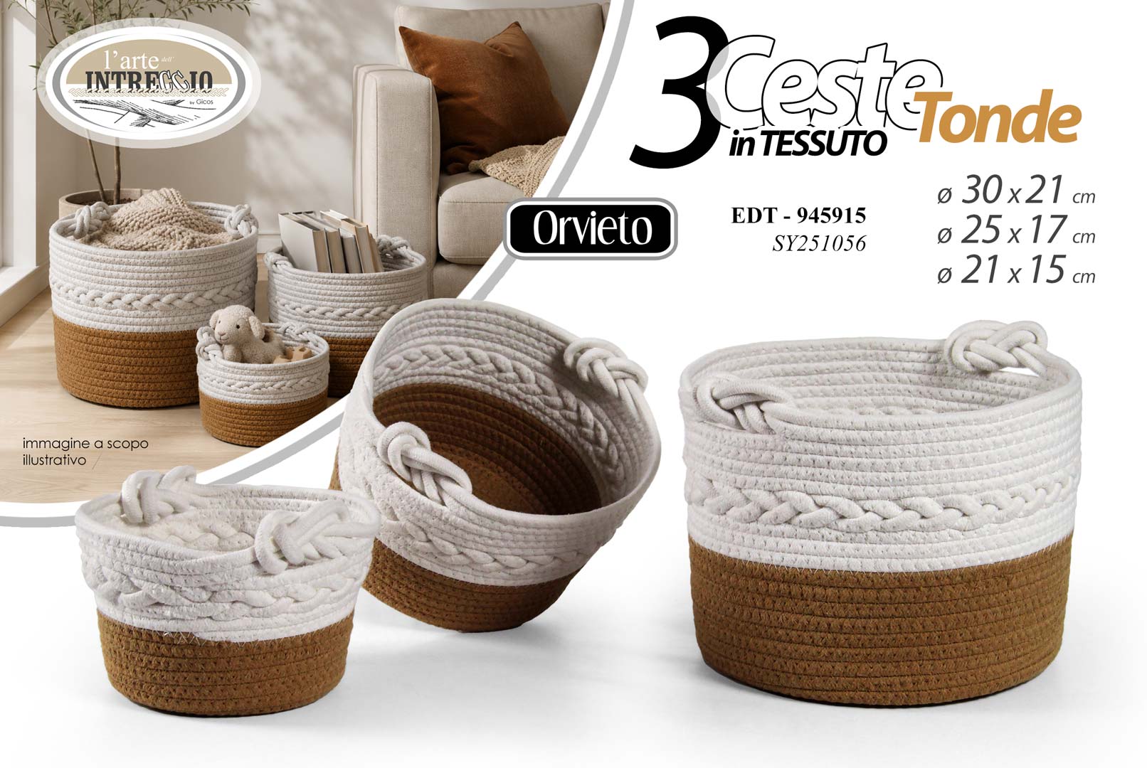 8025569945915 EDT/S/3 CESTE TONDE 30/25/21 SY251056 - immagine 1
