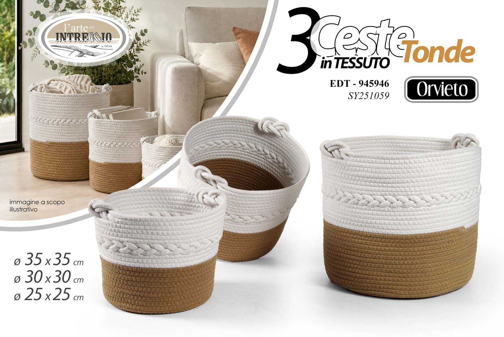 8025569945946 EDT/S/3 CESTE TONDE 35/30/25 SY251059 - immagine 1
