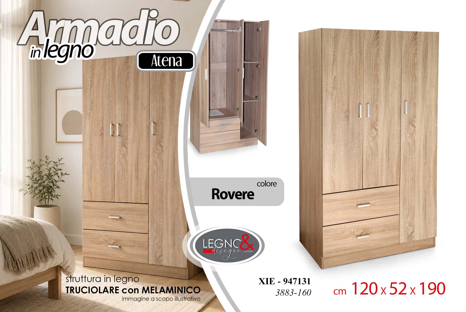 8025569947131 XIE/ARMADIO 3+2 ROV. 120*52*190 3883-160 - immagine 1